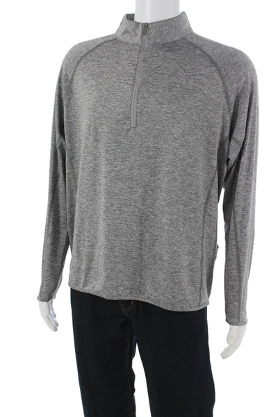 Peter Millar Mens Pullover Gray Mock Neck Zip Long Sleeve Size L