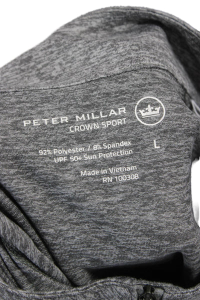 Peter Millar Mens Pullover Gray Mock Neck Zip Long Sleeve Size L