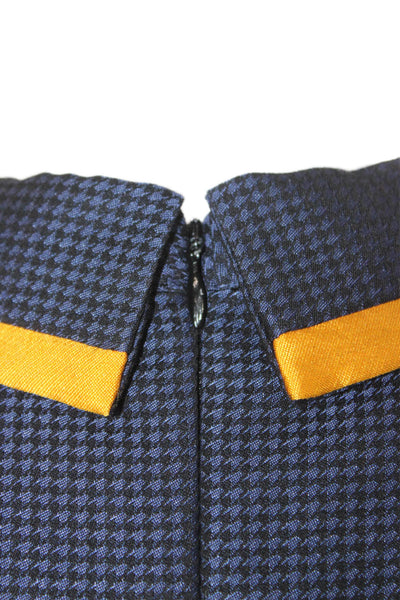 Scotch & Soda Women Blue Check Collared Short Sleeve Polyester Polo Zip Size S