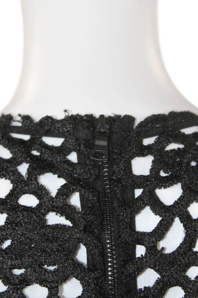 Elie Tahari Women Shift Dress Black Short Sleeve Round Neck Zip Size 14