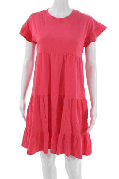 J Crew Womens T-Shirt Dress Pink Short Sleeve Cotton Pullover Size 2XS