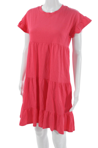 J Crew Womens T-Shirt Dress Pink Short Sleeve Cotton Pullover Size 2XS