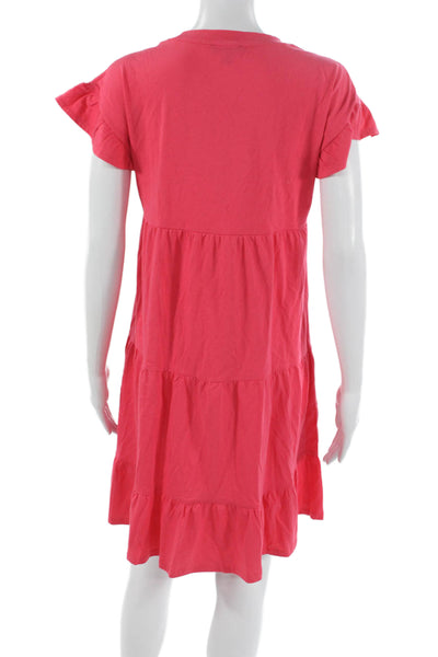 J Crew Womens T-Shirt Dress Pink Short Sleeve Cotton Pullover Size 2XS