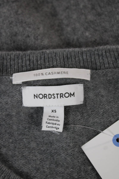 Nordstrom Womens Gray Cashmere Pullover Crew Neck Long Sleeve Size XS