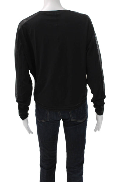 Lululemon Women Cropped Black Long Sleeve Drawstring Top Polyester Size 8