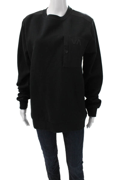 RVCA Unisex Pullover Sweatshirt Black Crew Neck Cotton Size M