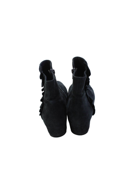 Footnotes Womens Side Zip Block Heel Suede Ankle Boots Navy Size 7.5