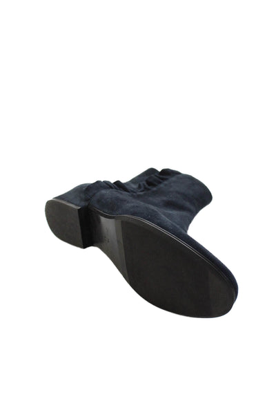 Footnotes Womens Side Zip Block Heel Suede Ankle Boots Navy Size 7.5
