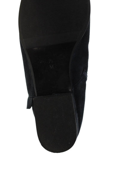 Footnotes Womens Side Zip Block Heel Suede Ankle Boots Navy Size 7.5