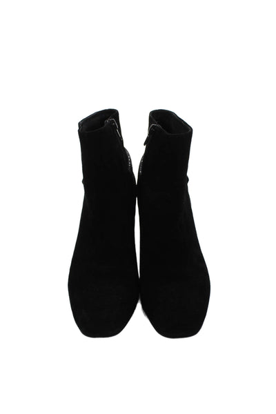 Footnotes Womens Side Zip Block Heel Suede Ankle Boots Black Size 8M