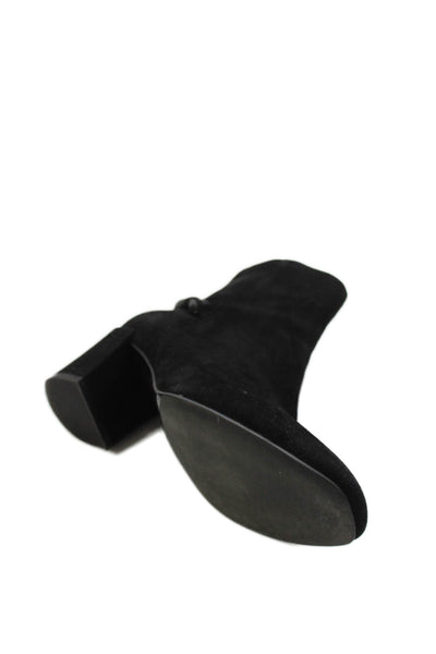 Footnotes Womens Side Zip Block Heel Suede Ankle Boots Black Size 8M