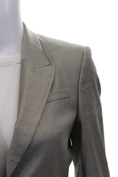 Boss Hugo Boss Women Wool Gray Button Blazer Long Sleeve Size 2