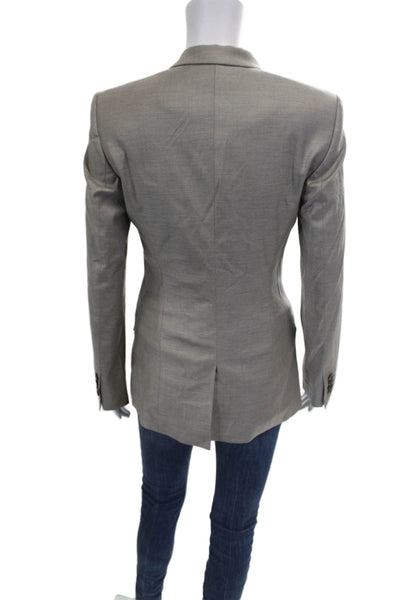 Boss Hugo Boss Women Wool Gray Button Blazer Long Sleeve Size 2