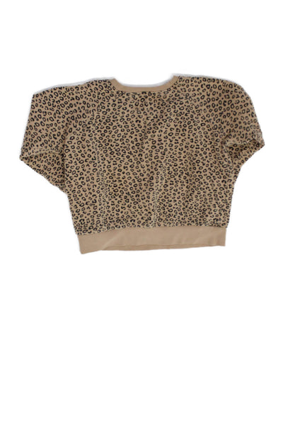 Hux Childrens Girls Animal Print Sweatshirt Beige Black Organic Cotton Size 5