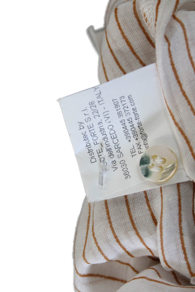 Shirt Womens Tunic Blouse White Striped Cotton Long Sleeve Button Size 3