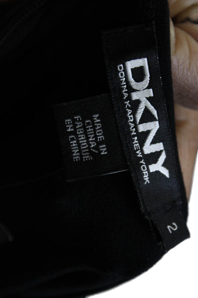 DKNY Womens Sheath Dress Black Floral Viscose 3/4 Sleeve Size 2