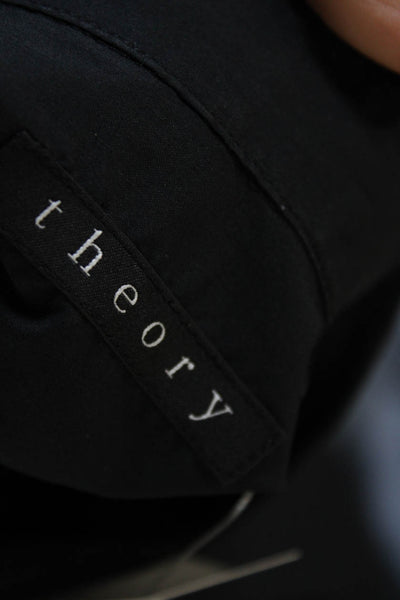 Theory Mens Blouse Button-Up Black Cotton Collared Long Sleeve Size XL