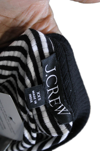 J Crew Women Black Striped Cotton Crew Neck Long Sleeve Button-Up Top Size 2XS
