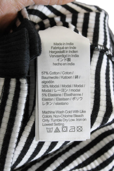 J Crew Women Black Striped Cotton Crew Neck Long Sleeve Button-Up Top Size 2XS