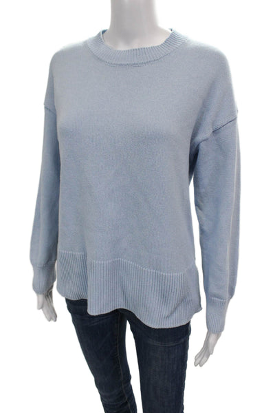 Zara Women Blue Cotton Pullover Sweater Crew Neck Long Sleeve Size XS