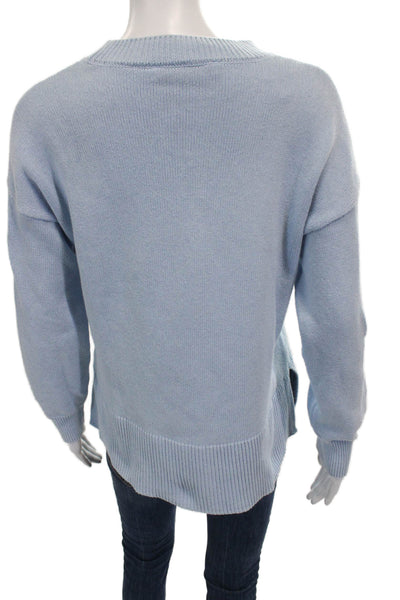 Zara Women Blue Cotton Pullover Sweater Crew Neck Long Sleeve Size XS