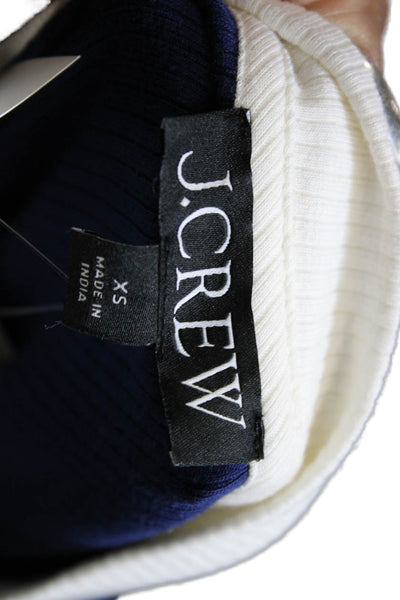 J Crew Women Blue Cotton Crew Neck Solid Long Sleeve Cardigan Size XS