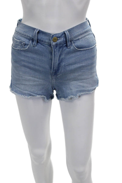 Frame Denim Womens Cut-Off Denim Shorts Blue Button Size 23