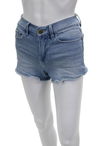 Frame Denim Womens Cut-Off Denim Shorts Blue Button Size 23
