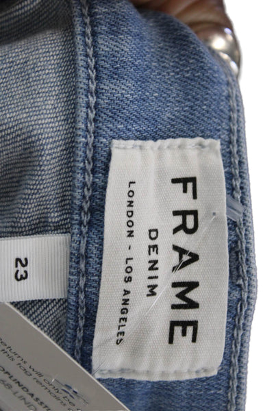 Frame Denim Womens Cut-Off Denim Shorts Blue Button Size 23
