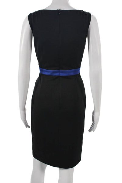 David Meister Womens Sheath Dress Black Striped Boat Neck Size 6