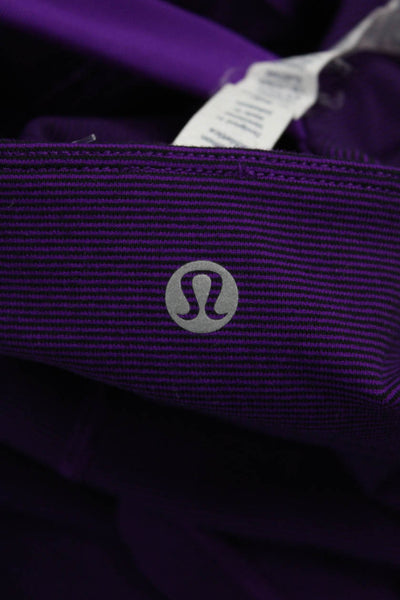 Lululemon Women Purple Striped Scoop Neck Nylon Basic Tank Size 10