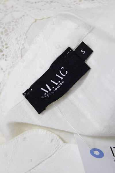 Maac Women White Collared Button Viscose Blouse 3/4 Sleeve Size S