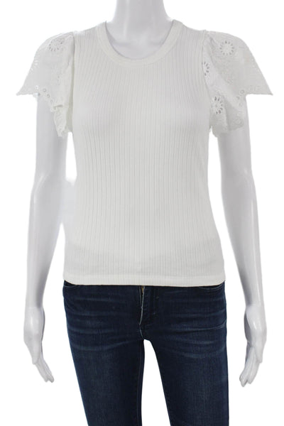 Rails Womens Basic White Crew Neck Short Sleeve T-Shirt Cotton Size S