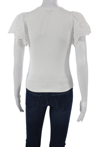 Rails Womens Basic White Crew Neck Short Sleeve T-Shirt Cotton Size S
