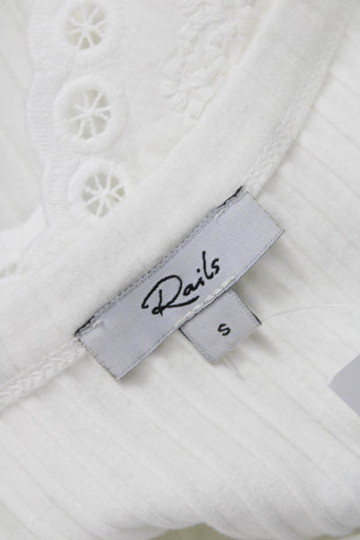 Rails Womens Basic White Crew Neck Short Sleeve T-Shirt Cotton Size S