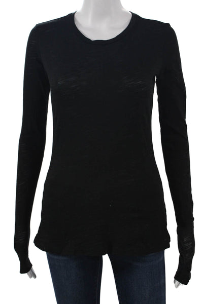 Goldie Womens Basic T-Shirt Black 100% Pima Cotton Round Neck Longsleeve Size XS