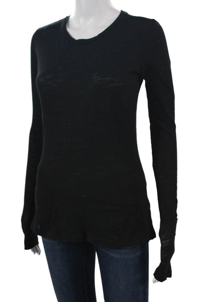 Goldie Womens Basic T-Shirt Black 100% Pima Cotton Round Neck Longsleeve Size XS