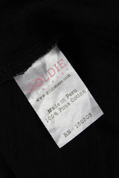 Goldie Womens Basic T-Shirt Black 100% Pima Cotton Round Neck Longsleeve Size XS