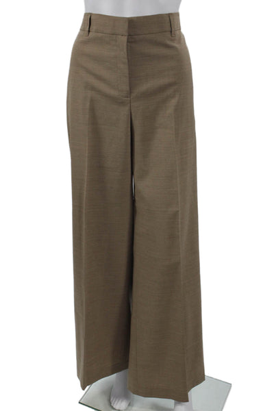 Lafayette 148 New York Womens Dress Pants Brown Wool Zip 31in Size 12