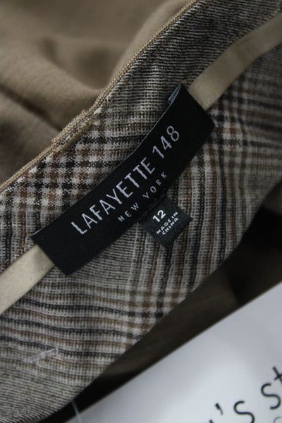 Lafayette 148 New York Womens Dress Pants Brown Wool Zip 31in Size 12