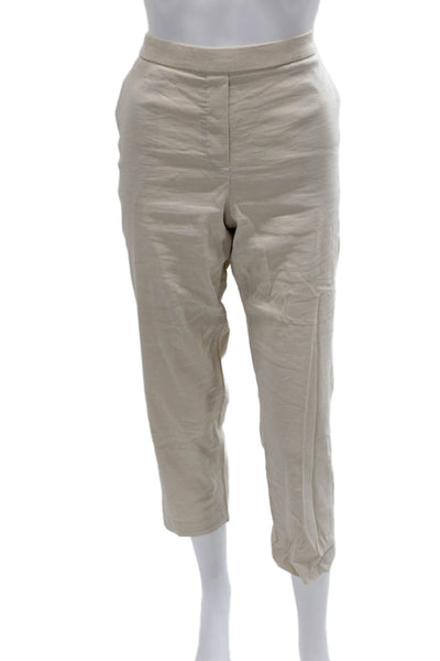Theory Women Ankle Pants Linen Pull On Beige Size 6