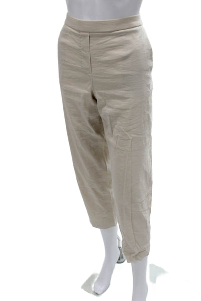 Theory Women Ankle Pants Linen Pull On Beige Size 6