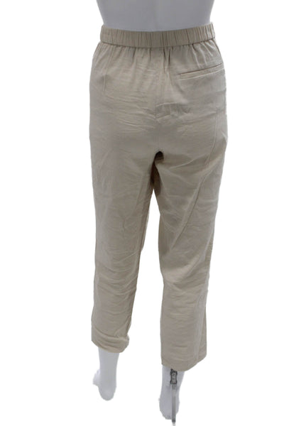 Theory Women Ankle Pants Linen Pull On Beige Size 6