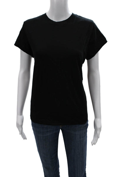 Universal Thread Women Basic Black Cotton Crew Neck Short Sleeve T-Shirt Size M