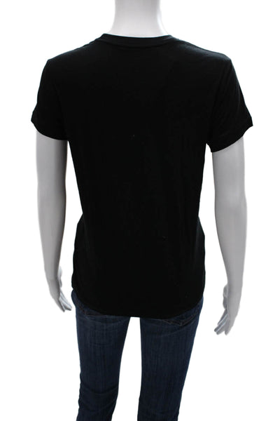 Universal Thread Women Basic Black Cotton Crew Neck Short Sleeve T-Shirt Size M
