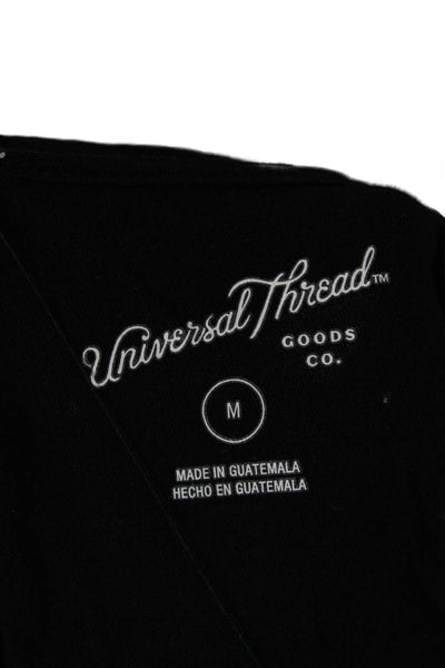 Universal Thread Women Basic Black Cotton Crew Neck Short Sleeve T-Shirt Size M