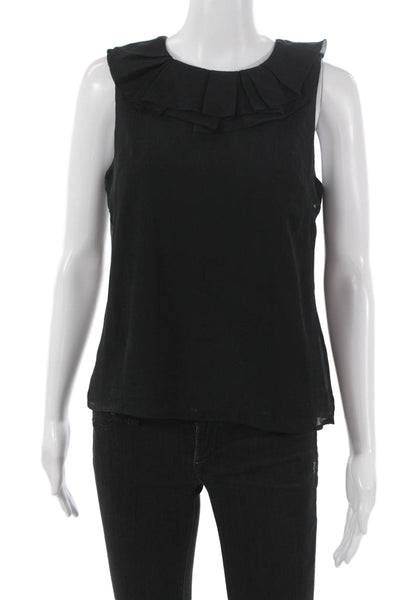 J Crew Women Black Silk Sleeveless Round Neck Blouse Size 2