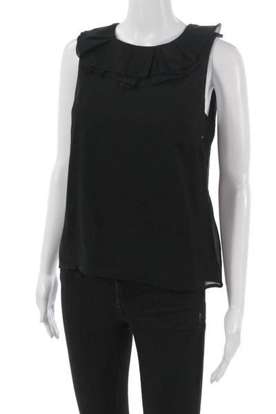 J Crew Women Black Silk Sleeveless Round Neck Blouse Size 2