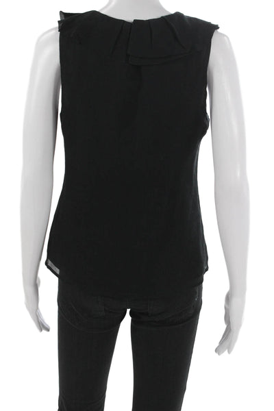J Crew Women Black Silk Sleeveless Round Neck Blouse Size 2