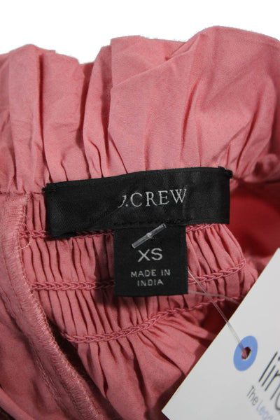 J Crew Womens Basic Pink Cotton High Neck Short Sleeve Blouse Size XS